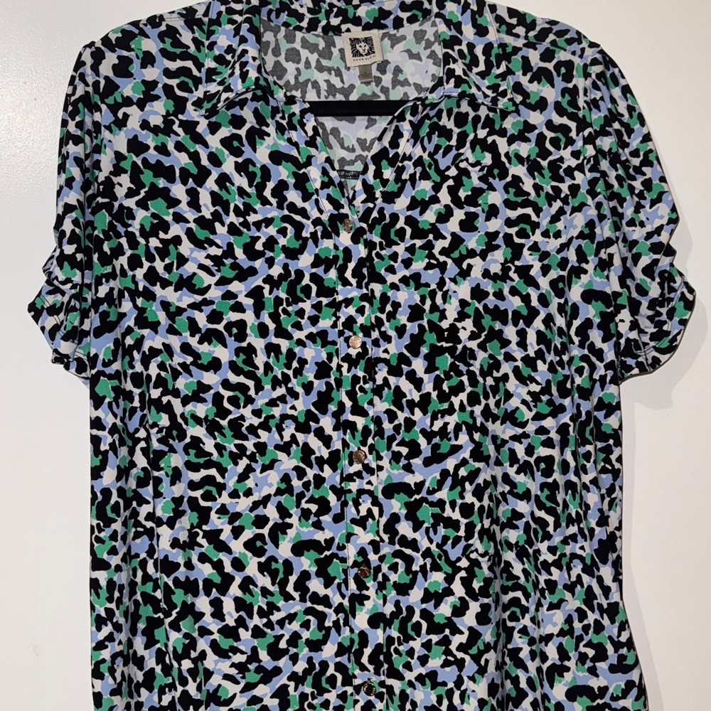 Anne Klein Multicolor Leopard Print Blouse